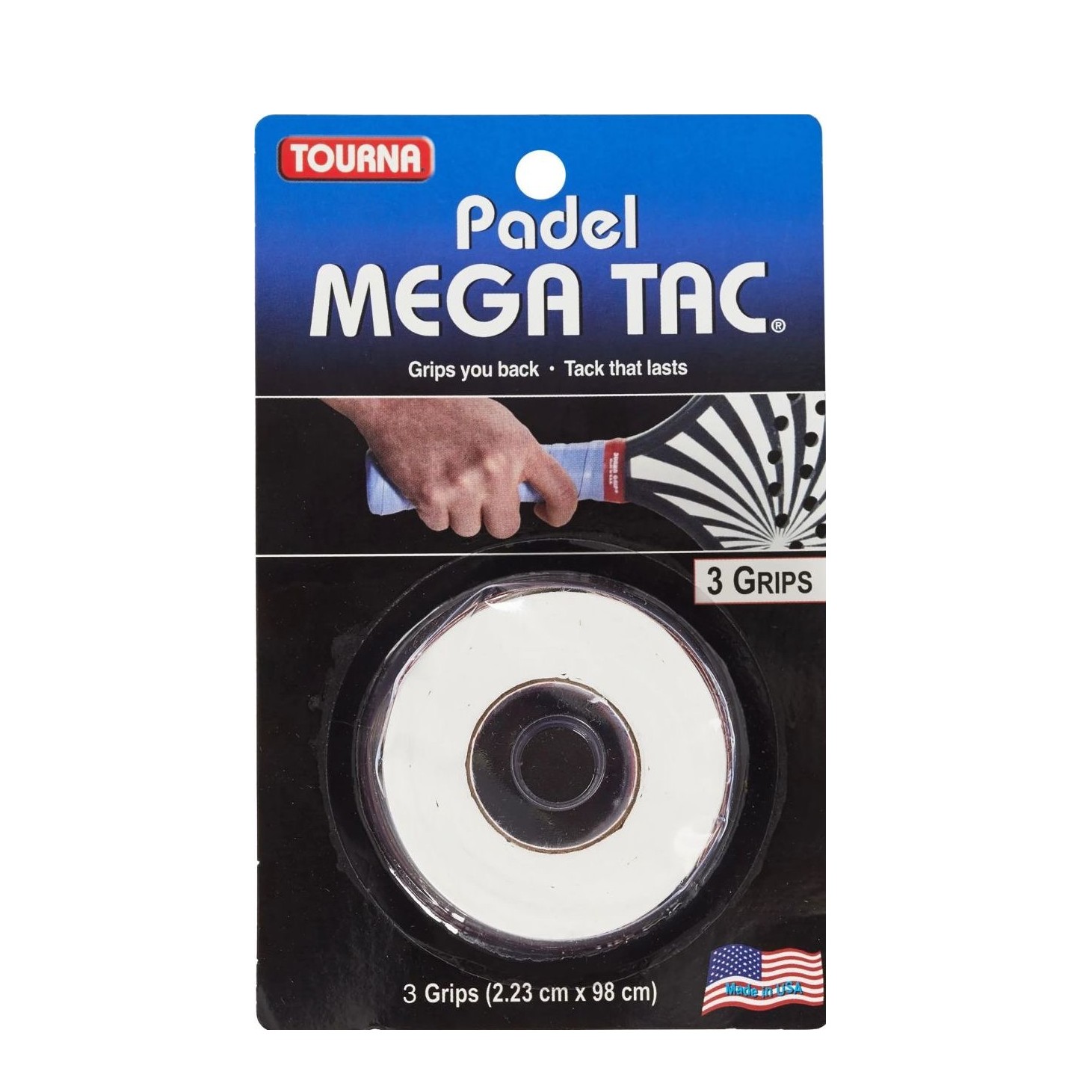 Koto apvijos Tourna Padel Mega Tac White, 3 vnt Overgripai TOURNA PADEL MEGA TAC BALTA, 3 vnt - Vaizdas 1